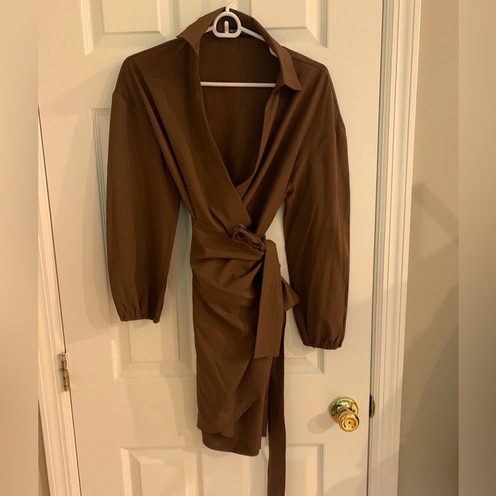 Brown shirt dress